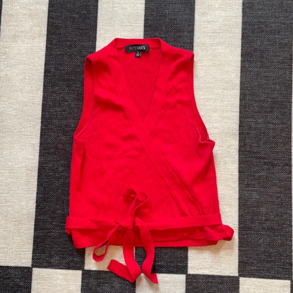 Red sweater wrap tank